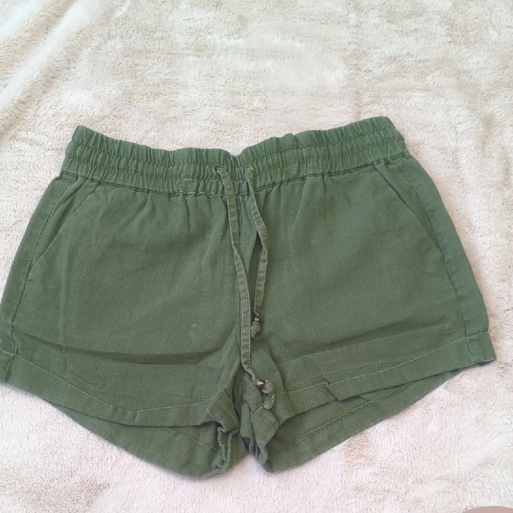 Green Shorts with Elastic Waistband